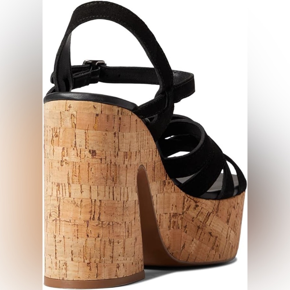 Free People Lisbon Black Suede Platform Sandals Sz. 40 - Picture 4 of 11